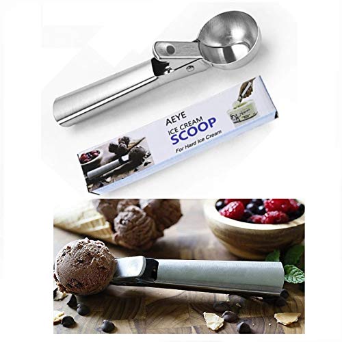 Tyzine Solid Stainless Steel Ice Cream Scoop, Fruits Scoop, with Trigger, Stainless Steel,Easy to Use,Convenient, Fast and Durable.