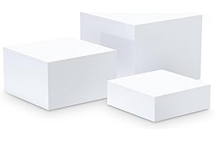 HYQ Buffet Risers, Food Risers for Buffet Table, White Risers for Display Figures Collectibles Jewelry, Acrylic Cube Dessert Table Display Nesting Riser with Hollow Bottoms 8"x9"x10"
