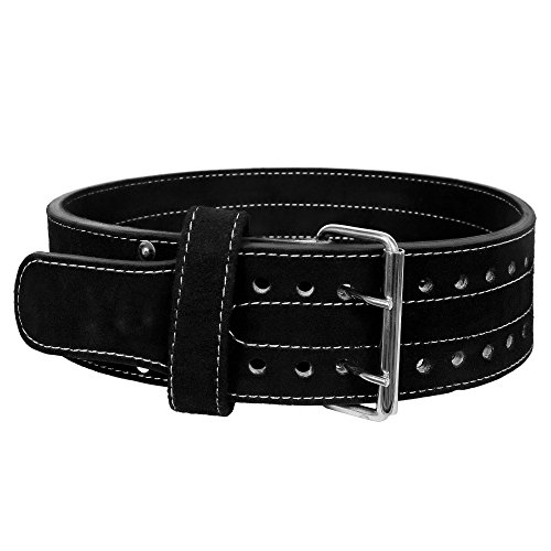 Power lifting Belt Suede Leather Double Prong Power Belt Bodybuilding belt - 4 Inches Wide, 10 MM thick - Weightlifting Belt Maximum Support & Protection- Optimal for Powerlifting 1 YEAR WARRANTY!!!!