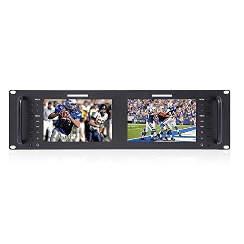 Feelworld D71 Dual 7" 3RU IPS 1280x800 Broadcast LCD Rack Mount Monitor with 3G-SDI/HDMI/AV Input and Output