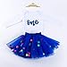 Baby Girls 1st Birthday Outfit Glitter One Romper Balls Skirt Crown Headband (Blue01, 9-12Months)