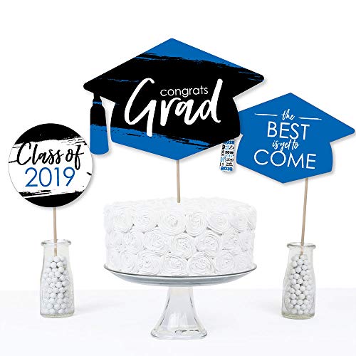 2 Blue+Grad+Graduation+Centerpiece+Toppers