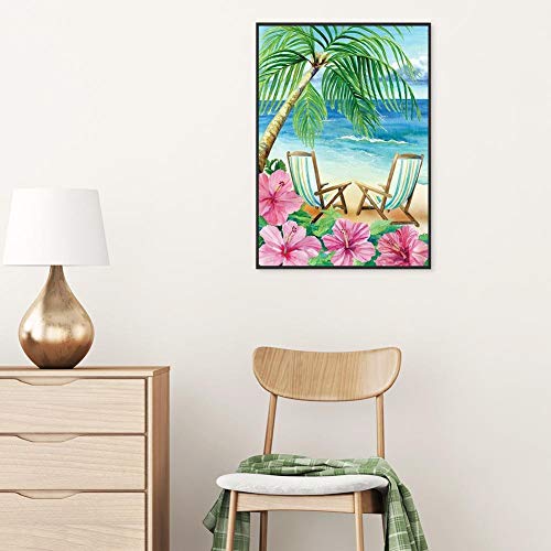 5D Diamond Painting Mosaic Making 5D DIY Full Drill Diamond Painting Beach Chairs Cross Stitch Embroidery Kit - Thumbnail 2
