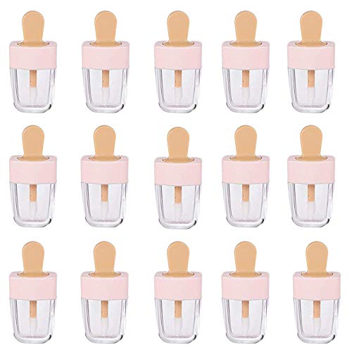 RONRONS 15 Pack Pink Ice-cream Shaped Empty Lip Gloss Tube Lip Balm Container DIY Cosmetic Sample Bottle
