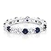 Gem Stone King 925 Sterling Silver Blue and White Created Sapphire Eternity Wedding Band Ring For Women (2.20 Cttw, Available In Size 5, 6, 7, 8, 9)