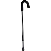 Medline Standard Aluminum Cane with Contoured Foam Handle, Adjustable Height (30-38 inches), Black - Pack of 6, Ideal Lightweight Mobility Aid for Stability and Support