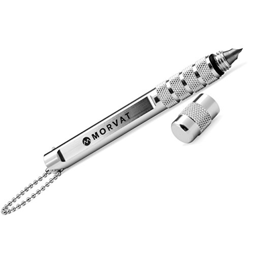 Morvat Premium Golf Club Sharpener and Groove Cleaning Tool with 2 Heavy Duty Silver Ball Markers - Improves Backspin and Ball Control