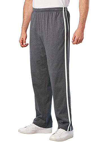 KingSize Men's Big & Tall Striped Lightweight Sweatpants, Heather Slate Tall-3XL