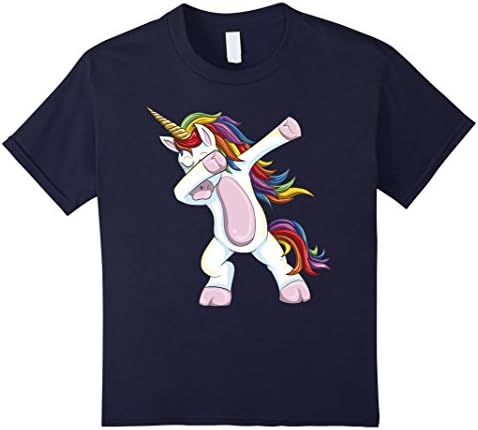 Kids Dabbing Unicorn Shirt - Funny Unicorn Dab Tshirt Gift 10 Navy