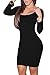 VOGRACE Women's Scoop Neck 3/4 Sleeve Bodycon Pencil Dress Club Party Mini Dress