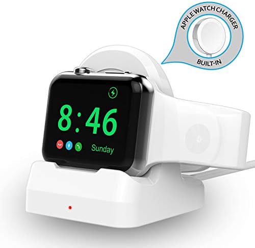 Rhidon for Apple Watch Charger, Charging Station Stand Holder Dock for iWatch with Nightstand Mode Portable Wireless Magnetic Cable Cord for Apple Watch Series 3 2 1 All 38/42mm (3.3 FT/1M) (White)