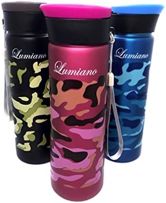 Lumiano Vacuum Insulated Stainless Steel Fashion camouflage Leak Proof Sports Water Bottle Perfect for Outdoor Sports Camping Hiking Cycling 27 oz (pink)