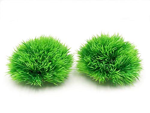BEGONDIS Aquarium Decorations 2Pcs Green Grass Ball Water Plants, Artificial Fish Tank Decor, Made of Soft Plastic Safe for All Fish & Pets