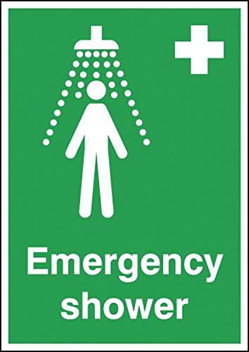 Signs and Labels AMZFA00351R"A5 Emergency shower" Safe Condition Safety Sign, 1.2 mm Rigid Polypropylene, 210 mm Length x 148 mm Width