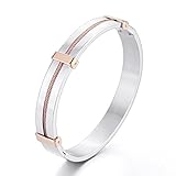 MENDINO Mens Womens Stainless Steel Bangle Cuff Simple Charm Bracelet