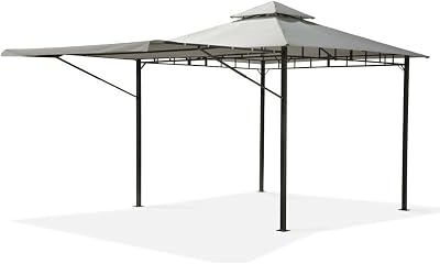 Garden Store Direct 3x3m Extending Steel Gazebo Light Grey Canopy Charcoal Frame