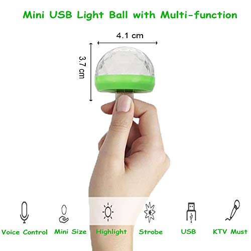 OENEW USB Mini Disco Light, 4 Packs Small Ball Stage Lamp with USB Port for Mobile Phone Car, Colorful RGB Bulb for Kids DJ Karaoke Club Bar Birthday Party Home