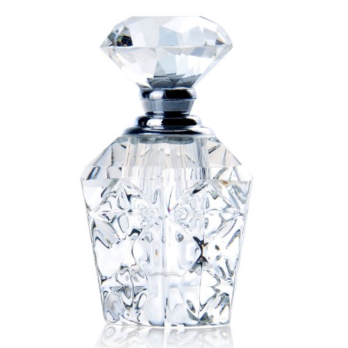 H&D Clear Art Carved Crystal Empty Mini Refillable Perfume Bottle