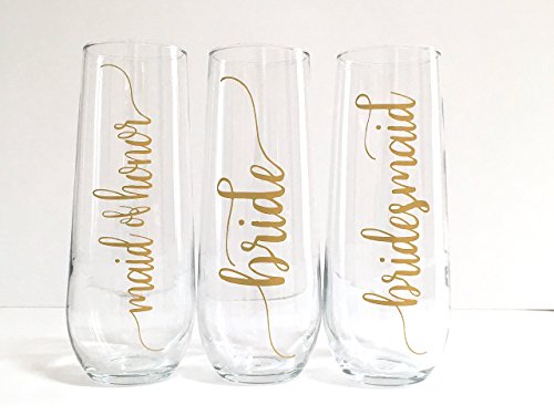Gold Bride Champagne Flute - Bachelorette - Engagement Gift - Thumbnail 3