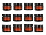 1 oz Amber Glass Jar w/ Black Lid, High End Glass