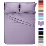 HOMEIDEAS 4 Piece Bed Sheet Set (Full, Lavender) 100% Brushed Microfiber 1800 Bedding Sheets - Deep Pockets, Hypoallergenic, Wrinkle & Fade Resistant