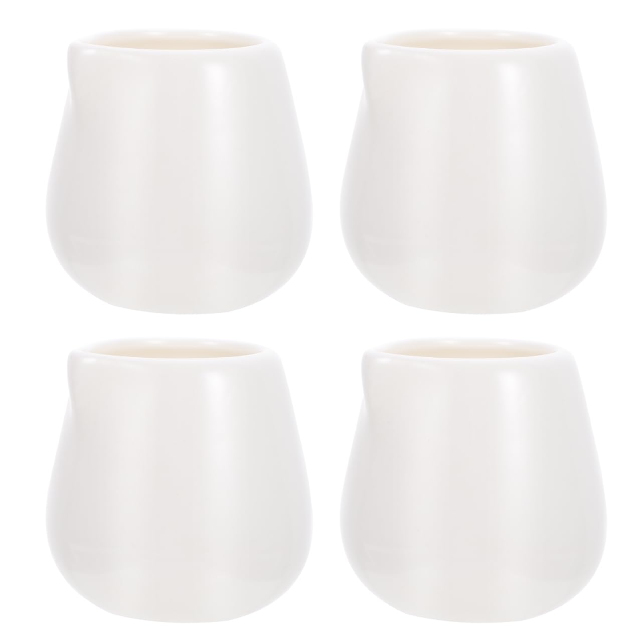 Lurrose 4pcs White Ceramic Mini Milk Jugs Creame Pitcher Dessert Cups Gravy Boat Kitchen Pouring Sauce Cup for Coffee Shop and Home