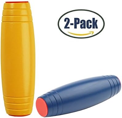 2 Pack Amazing Desk Flip Toy Rolling Fidget Stick Toy Made of Wood Perfect to Hand-Eye coordination concentration trainer Release Anxiety Attention Stress for Adult &amp; Child (blue and yellow)
