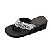 Hemlock Sequins Slipper Flip Flops, Women Bohemia Floral Beach Slippers Thongs Slippers Anti Slip Flip-flops (US:8, Silver)