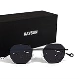 Sunglasses for women RAYSUN Small Metal Frame Asymmetry Temple Unisex Square Oval Sun Glasses