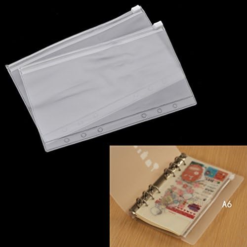 Towashine 2Pcs Clear A6 Zippered Binder Pocket Pencil Pouch for 6Ring