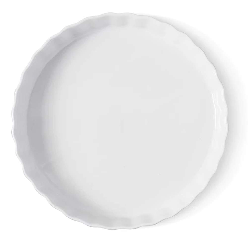 TAMUME Deep Pie Dish Porcelain Baking Mould Plate and Pizza Pan, Round Ceramic Pie Pan and Fluted Cake Baking Tray (20cm)