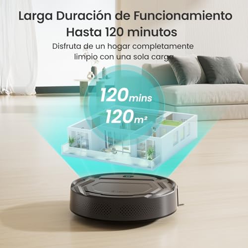 M210P Robot Aspirador 2200Pa, Aspirador Robot Autonomía de 120 Min, WiFi/App/Alexa, Sensor de Anticolisión/Caída Navegación Inteligente, Delgado y Silencioso, 6 Modos de Limpieza