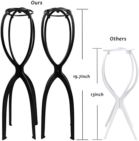 BHD BEAUTY 2 Pack TALL Plastic Wig Stand for All Wigs Collapsible Drying Display Durable Portable Tool 19.7 Inches