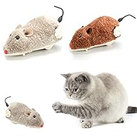 xxiaoTHAWxe Pet Dog Cat Plush Funny Toy Mouse Animal Clockwork Wind Up Running Play Gift - Random Color