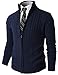 H2H Mens Slim Fit Full-zip Kintted Cardigan Sweaters with Twist Patterned