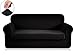 CHUN YI Stretch Loveseat Sofa Slipcover 2 Piece Sofa Cover, 2 Seater Couch Slipcover Coat Soft Washable Furniture Covers with Elastic Bottom, Checks Spandex Jacquard Fabric, Medium, Black