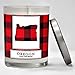 Oregon Buffalo Plaid Scented Soy Candle | Fraser Fir, Pine Needle, Cedarwood | 10 Oz. Glass Jar Candle | Made in The USA | Decorative Candles | Going Away Gifts for Friends | State Candles