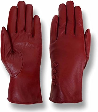 Giromy Samoni Women's Plush Lined 4-Button Dress Leather Gloves - Red - XL