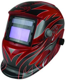 Solar Powered Auto-darkening Welding & Grinding Helmet Hood Protection Mask, Battery and Solar Combo, CE Approved, Red with Fire