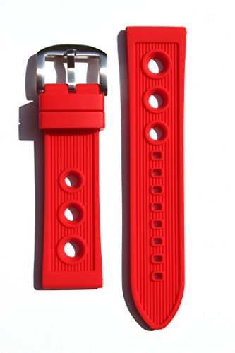 Breitling Rally Style 22mm RED Rubber/Silicone Replacement Watchband