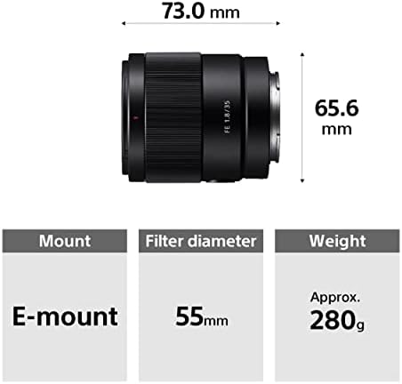 SEL35F18F – 35mm f/1.8 Obiettivo Grandangolare (Full Frame, E-Mount, Leggero e Nitido, Ideale per Street e Reportage, Compatibile con Alpha 7/9/1)