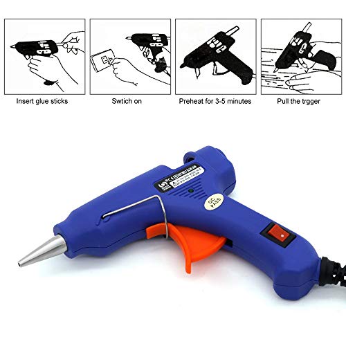Karveden Professional Mini Hot Melt Glue Gun with 50pcs Glitter Adhesive Glue Sticks Ideal for Homes,Offices,School,Party Designers,DIY Air Craft Projects & Sealing and Quick Repairs(20-watt, Blue)