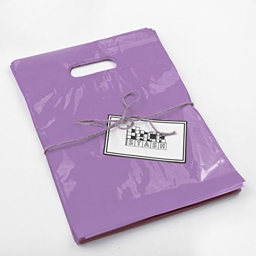 11 x 15 x 3" (100 Qty)-Inch Lilac Purple Retail Merchandise Plastic Shopping Bags - (Medium) Premium Tear-Resistant Film, Double Thick Handles, Vibrant Glossy Finish