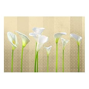 Arum Lilies with Copper Striped Heart Textured Background - Wall Mural, Removable Sticker, Home Decor - 66x96 inches