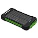 Solar Charger, X-DRAGON Portable 10000mAh Dual USB Solar Battery Charger Power Bank for iPhone, iPad, iPod, Cell Phone, Tablet, Camera(Green)
