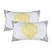 CaliTime Pack of 2 Cozy Pillow Cases Covers for Couch Bed Sofa Manual Hand Painted Print Vintage Mandala Flora 12 X 20 Inches Grey/Yellow