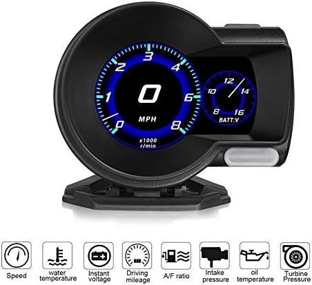 BONNIO Car HUD Multi-Function Digital Meters Speed Turbo Boost Pressure Water-Temp Display Gauge