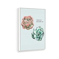 Framed Canvas Home Artwork Decoration Succulent Plant Canvas Wall Art for Living Room, Bedroom - 16x24 inches