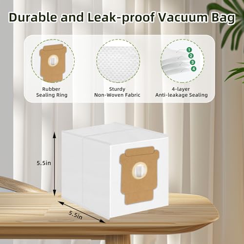 12 Sacchetti per Aspirapolvere iRobot Roomba Q0520, 104/105 Combo, Plus 405/504/505 Combo, Max 705 Vac Clean Base, Combo Essential Series