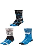 Bioworld Nintendo The Legend of Zelda Athletic Crew Socks (Pack of 3),Blue,10-13
